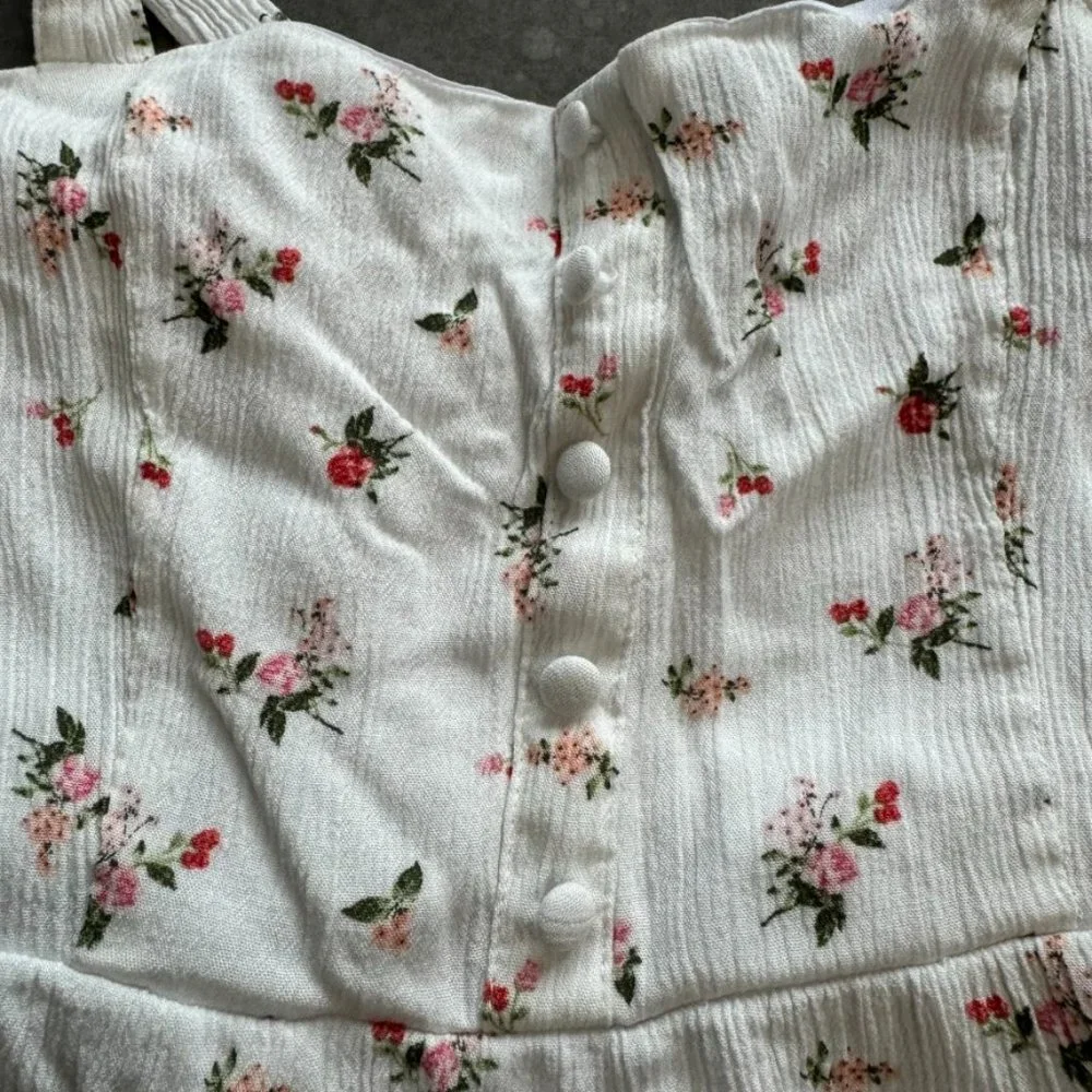 Forever 21 White Floral Tiered Sundress – Sleeveless Cottagecore - Picture 6 of 11